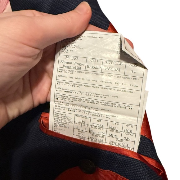 SUITSUPPLY Sienna Men Blazer Size 24/38S Blue Pure Wool - Picture 4 of 4